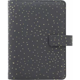 Kalendárium, gyűrűs, betétlapokkal, personal méret, FILOFAX, "Confetti", fekete
