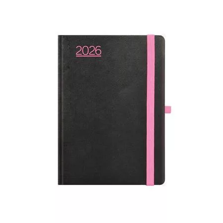 Naptár, tervező, B6, heti, TOPTIMER, "Nero", fekete-pink
