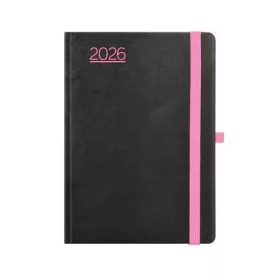 Naptár, tervező, A5, napi, TOPTIMER, "Nero", fekete-pink