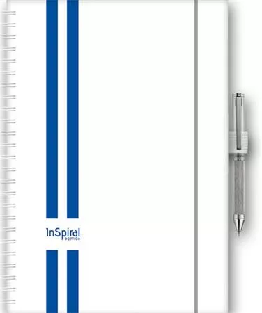Naptár, tervező, A5, heti, DAYLINER, "InSpiral GT", fehér-kék