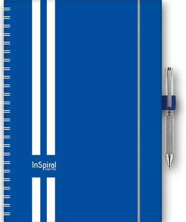 Naptár, tervező, A5, heti, DAYLINER, "InSpiral GT", kék-fehér
