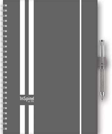 Naptár, tervező, A5, heti, DAYLINER, "InSpiral", szürke-fehér