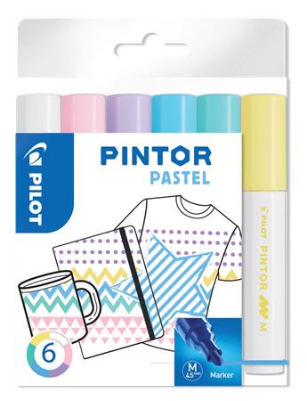 Dekormarker készlet, 1,4 mm, PILOT "Pintor M" 6 különböző pasztell szín