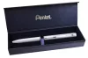 Zseléstoll, 0,35 mm, rotációs, ezüst tolltest, PENTEL "EnerGel BL-2007" fekete, ajándék kék betéttel