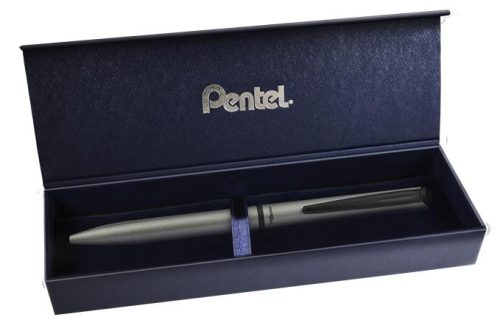 Rollertoll, 0,35 mm, rotációs, matt ezüst tolltest, PENTEL "EnerGel BL-2507" kék