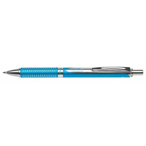 Rollertoll, 0,35 mm, nyomógombos, égszínkék tolltest, PENTEL "EnerGel BL-407" kék