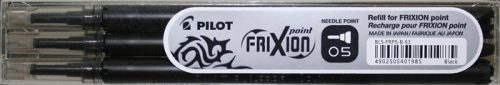 Rollertoll betét, 0,25 mm, tűhegyű, törölhető, PILOT "Frixion Point", fekete