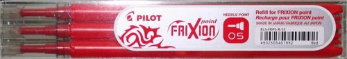 Rollertoll betét, 0,25 mm, tűhegyű, törölhető, PILOT "Frixion Point", piros
