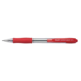   Golyóstoll, 0,22 mm, nyomógombos, PILOT "Super Grip", piros