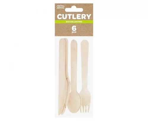 Evőeszköz szett, fa, környezetbarát, 2 személyes