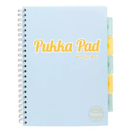 Spirálfüzet, A4, vonalas, 100 lap, PUKKA PAD "Pastel project book", vegyes szín