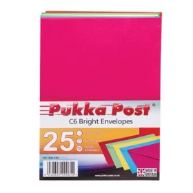 Boríték, C6, enyvezett, PUKKA PAD "Bright", vegyes színek