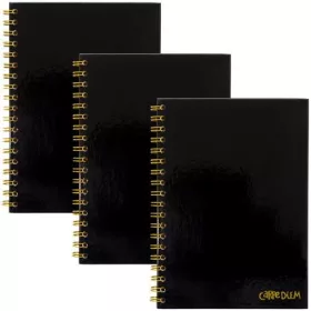   Spirálfüzet, B5, vonalas, 80 lap, FSC, PUKKA PAD "Carpe Diem", fekete