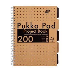   Spirálfüzet, A4, vonalas, 100 lap, PUKKA PAD "Kraft project book"