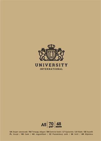 Füzet, tűzött, A5, kockás, 48 lap, SHKOLYARYK "University International", vegyes