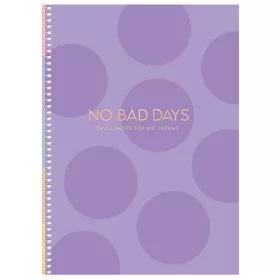   Spirálfüzet, B5, kockás, 80 lap, keményfedeles, SHKOLYARYK "No bad days", vegyes
