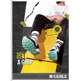   Spirálfüzet, A4+, kockás, 80 lap, SHKOLYARYK "Get a grip", vegyes