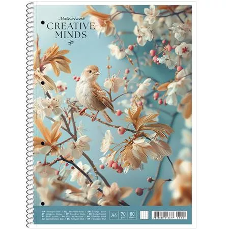 Spirálfüzet, A4, kockás, 80 lap, SHOLYARYK "College Block Creative Minds", vegyes
