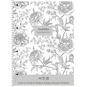   Spirálfüzet, A4+, kockás, 80 lap, SHKOLYARYK "Vintage flowers", vegyes