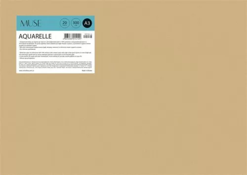 Rajzlap, akvarell, papírtokban, A3+, 300 g, 20 lap, SHKOLYARYK "Aquarelle Muse"