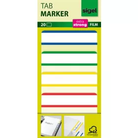   Jelölőcímke, megerősített, fehér szélű, 50x38 mm, 4x5 db, SIGEL, vegyes színek