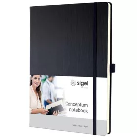  Jegyzetfüzet, exkluzív, A4, vonalas, 97 lap, keményfedeles, SIGEL "Conceptum", fekete