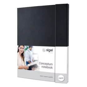   Jegyzetfüzet, exkluzív, A4+, kockás, 97 lap, mágneses záródású, keményfedeles, SIGEL "Conceptum", fekete