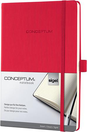 Jegyzetfüzet, exkluzív, A4, vonalas, 97 lap, keményfedeles, SIGEL "Conceptum", piros