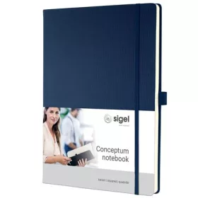 Jegyzetfüzet, exkluzív, A4, kockás, 97 lap, keményfedeles, SIGEL "Conceptum", éjkék