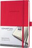 Jegyzetfüzet, exkluzív, A5, kockás, 97 lap, keményfedeles, SIGEL "Conceptum", piros