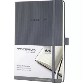  Jegyzetfüzet, exkluzív, A5, kockás, 97 lap, keményfedeles, SIGEL "Conceptum", sötétszürke