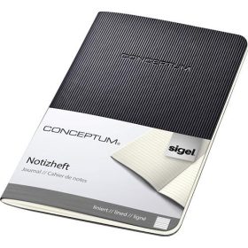   Füzet, exkluzív, A6, vonalas, 32 lap, puhafedeles, SIGEL "Conceptum", fekete