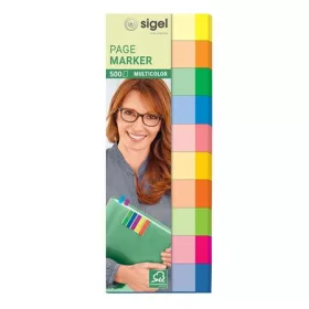   Jelölőcímke, papír, 10x50 lap, 15x50 mm, SIGEL "Multicolor", vegyes szín