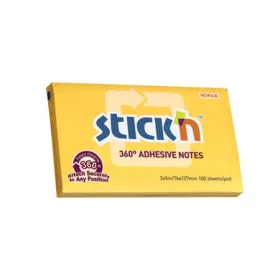   Öntapadó jegyzettömb, 76x127 mm, 100 lap, STICK N „360°, sárga
