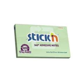   Öntapadó jegyzettömb, 76x127 mm, 100 lap, STICK N „360°, zöld