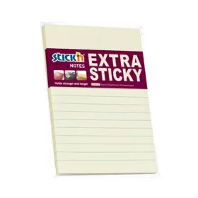 Öntapadó jegyzettömb, vonalas, 150x101 mm, 90 lap, STICK N "Extra Sticky", pasztellsárga