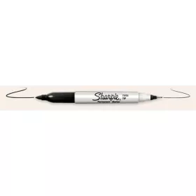   Alkoholos marker, kúpos, kétvégű, SHARPIE "Twin Tip", fekete