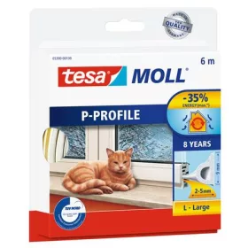   Ajtó- és ablaktömítő szalag, 9 mm x 6 m, TESA "tesamoll® P profil", fehér