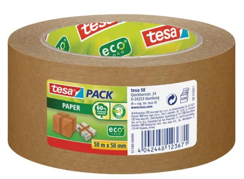 Csomagolószalag, papír, 50 mm x 50 m, TESA "tesapack® 57180" barna