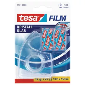 Ragasztószalag-adagoló, kézi, 2 db TESA "tesafilm®" 15mm x 10 m ragasztószalag, átlátszó
