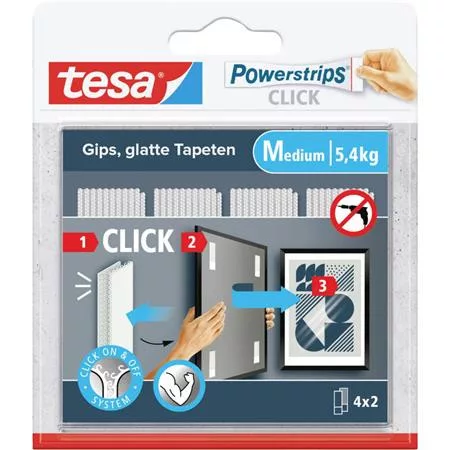Akasztó, öntapadó, M méret, TESA "Powerstrips CLICK"