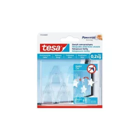  Műanyag akasztó, ragasztócsíkkal, kis méret, TESA "Powerstrips®", átlátszó