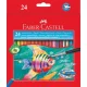Akvarell ceruza készlet, hatszögletű, ecsettel, FABER-CASTELL, 24 különböző szín