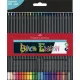 Színes ceruza készlet, háromszögletű, FABER-CASTELL "Black Edition", 24 különböző szín