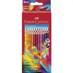 Színes ceruza készlet, háromszögletű, FABER-CASTELL "Papagáj", 24 különböző szín