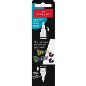 Dekormarker, 1,0/3,0 mm, kétvégű, akril, FABER-CASTELL "Shake&Paint", fehér