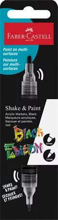 Dekormarker, 1,0/3,0 mm, kétvégű, akril, FABER-CASTELL "Shake&Paint", fekete