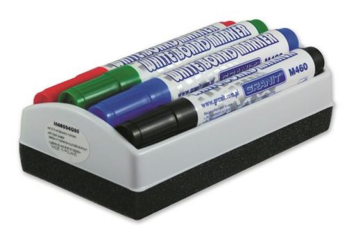 Táblamarker készlet, 2-3 mm, kúpos, tolltartóval, GRANIT "M460", 4 különböző szín + táblatörlő
