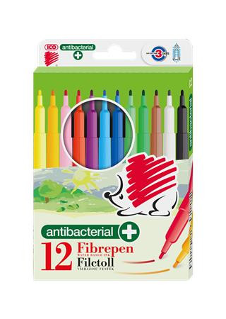 Filctoll készlet, 1 mm, antibakteriális, ICO "Süni 300", 12 különböző szín