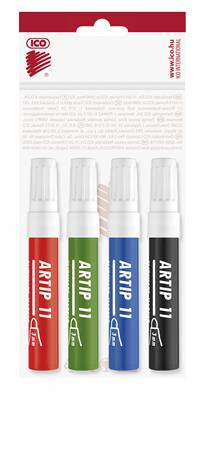 Flipchart marker készlet, 1-3 mm, kúpos, ICO "Artip 11", 4 különböző szín
